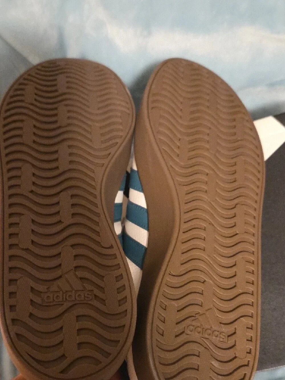 adidas Men’s VL Court 3.0 Sneakers in White, Teal & Gum